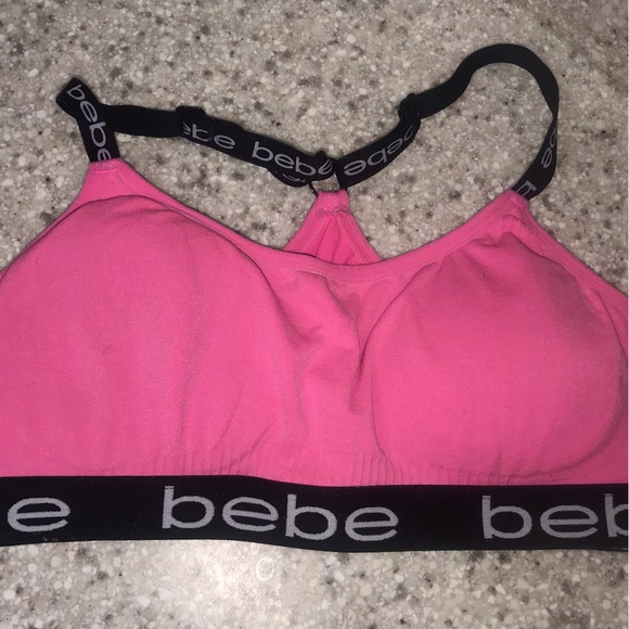 Bebe Pink Sports Bra size small sport bra compression yoga gym top - Picture 2 of 6
